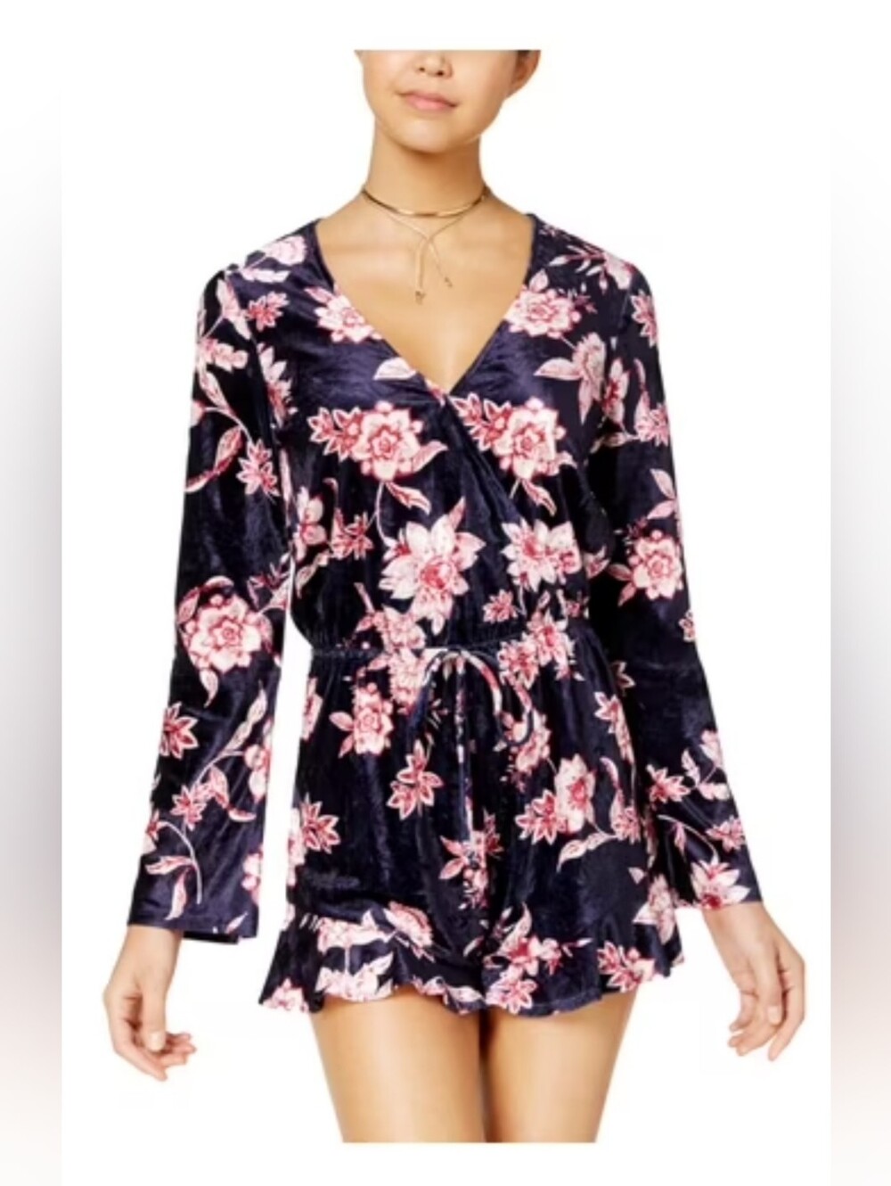 NWT! Summer Boho Floral Velvet Onesie Women's Resort Party Club Romper Medium